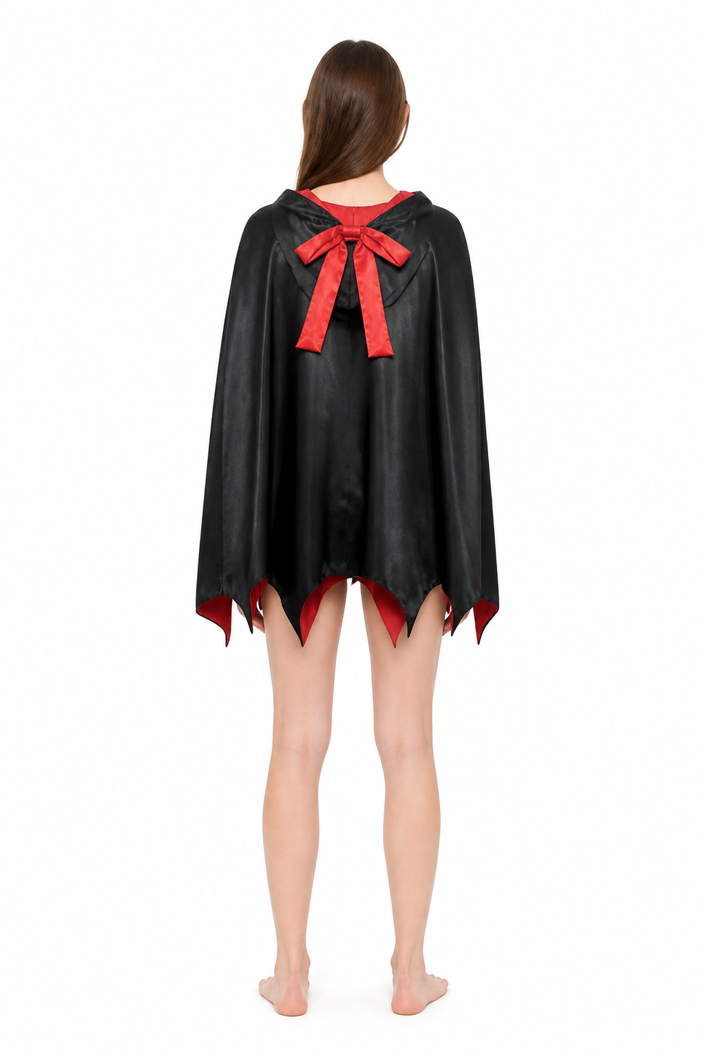 Hooded Vampire Cape, Red and Black back view