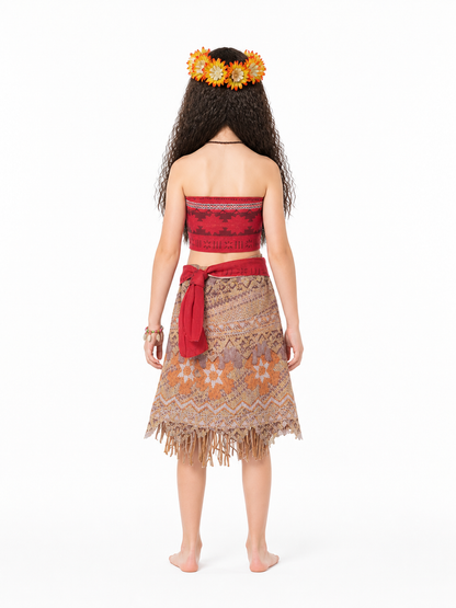 Moana Costume with Skirt and Accessories for Carnival back view