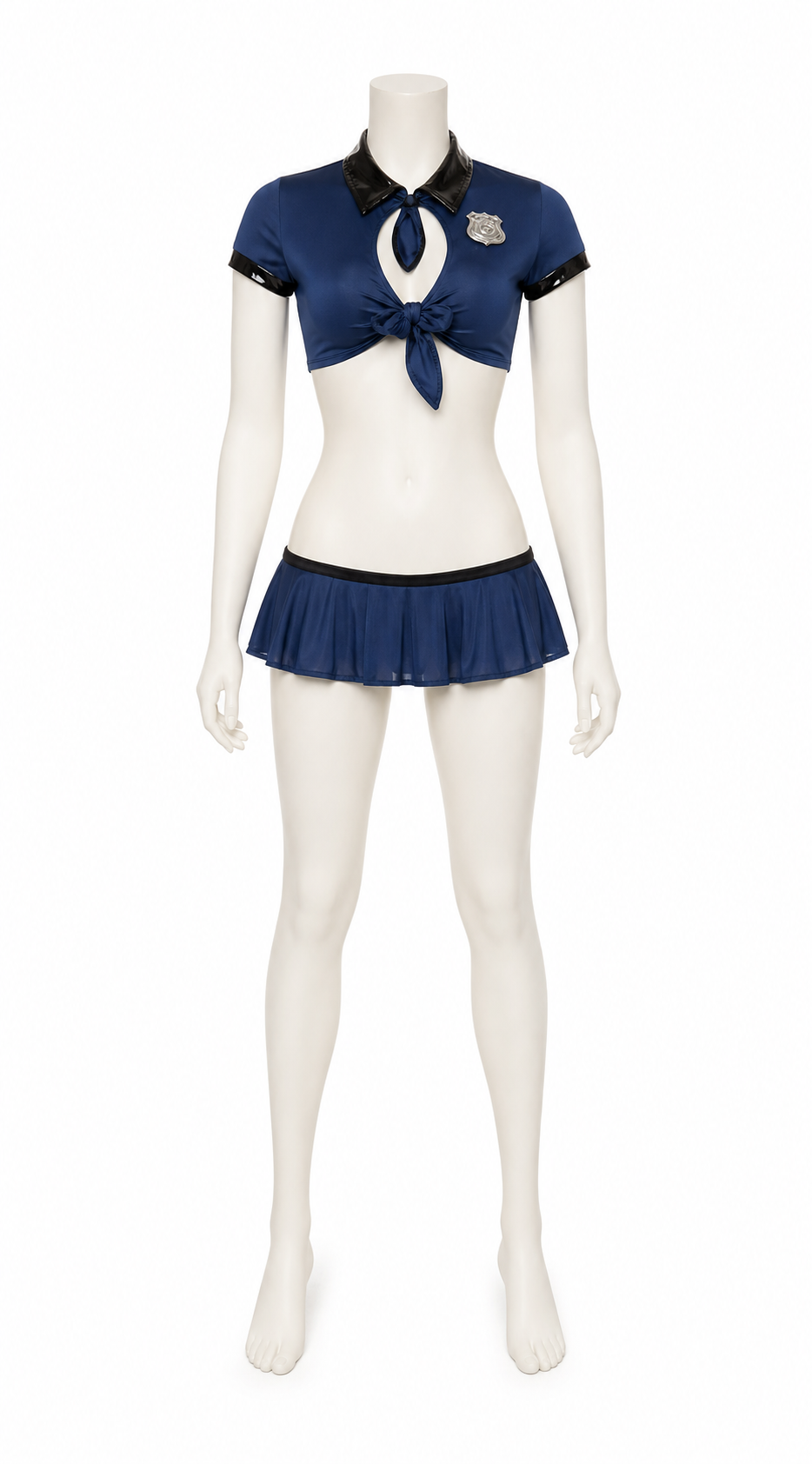 Police Costume with Cropped Top and Skirt back view