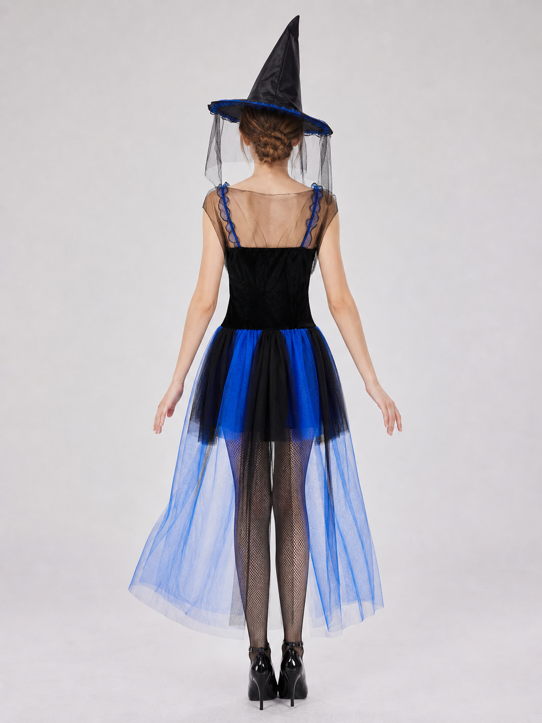 Halloween witch costume with hat and veil