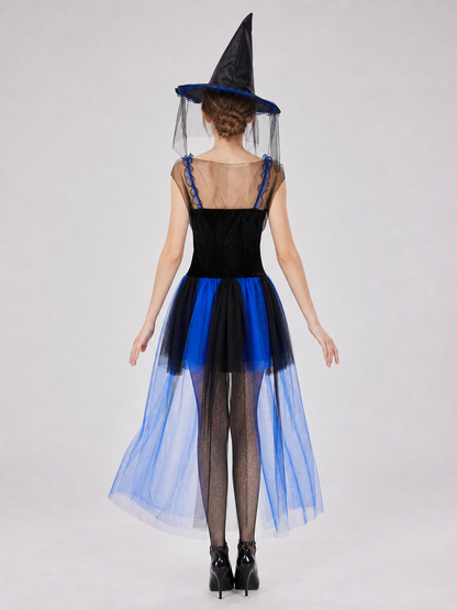 Halloween witch costume with hat and veil