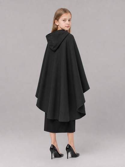 Black hooded medieval costume cloak product view 32
