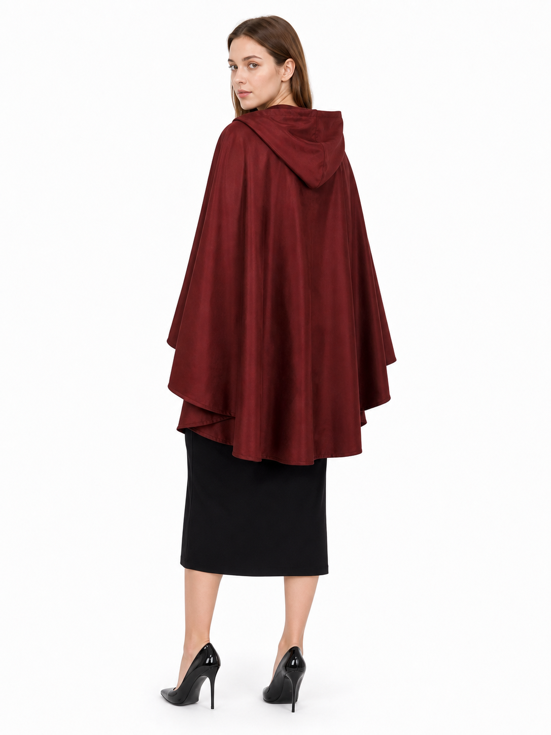 Burgundy Hooded Costume Cloak for Cosplay