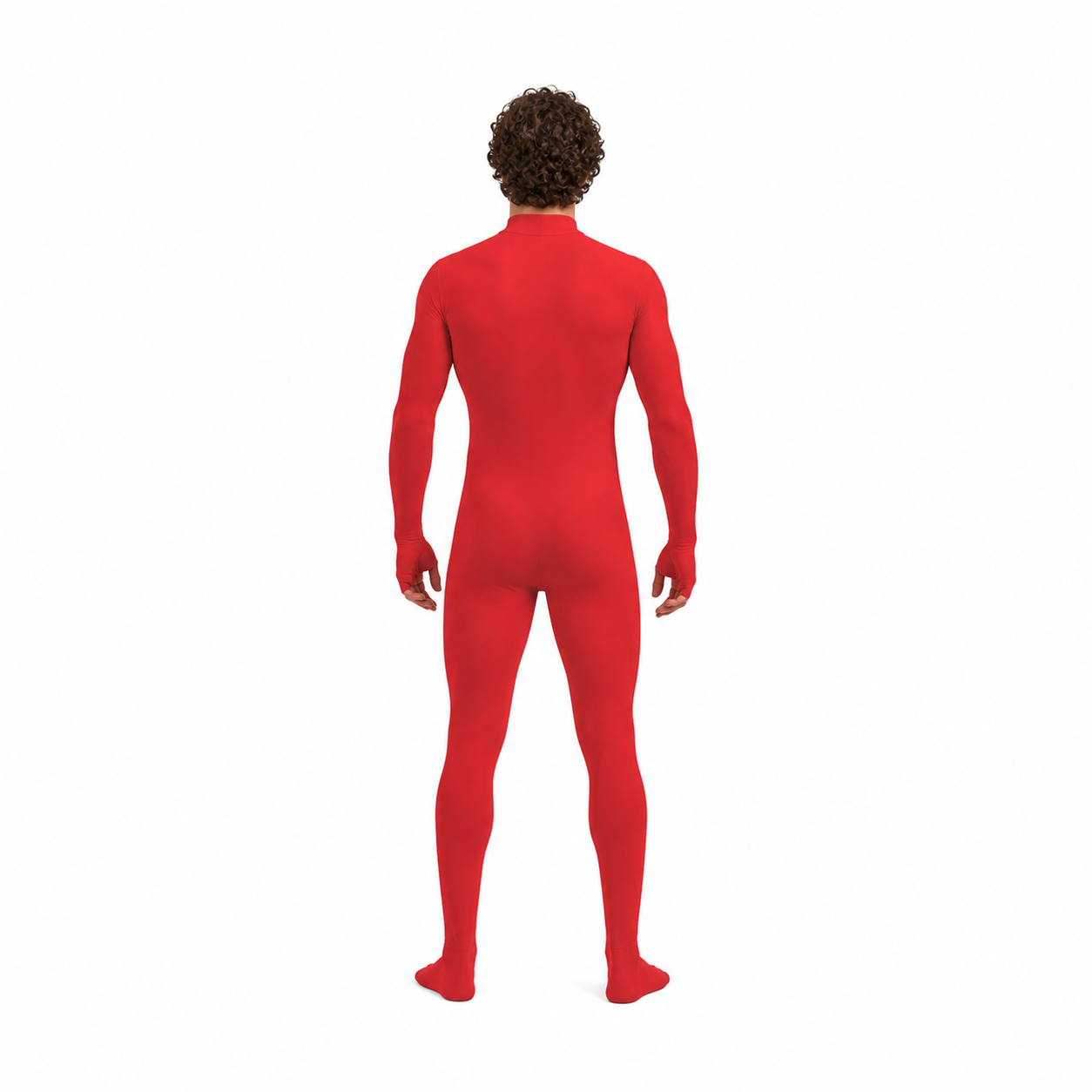 Red Zentai Jumpsuit with a High Collar back view