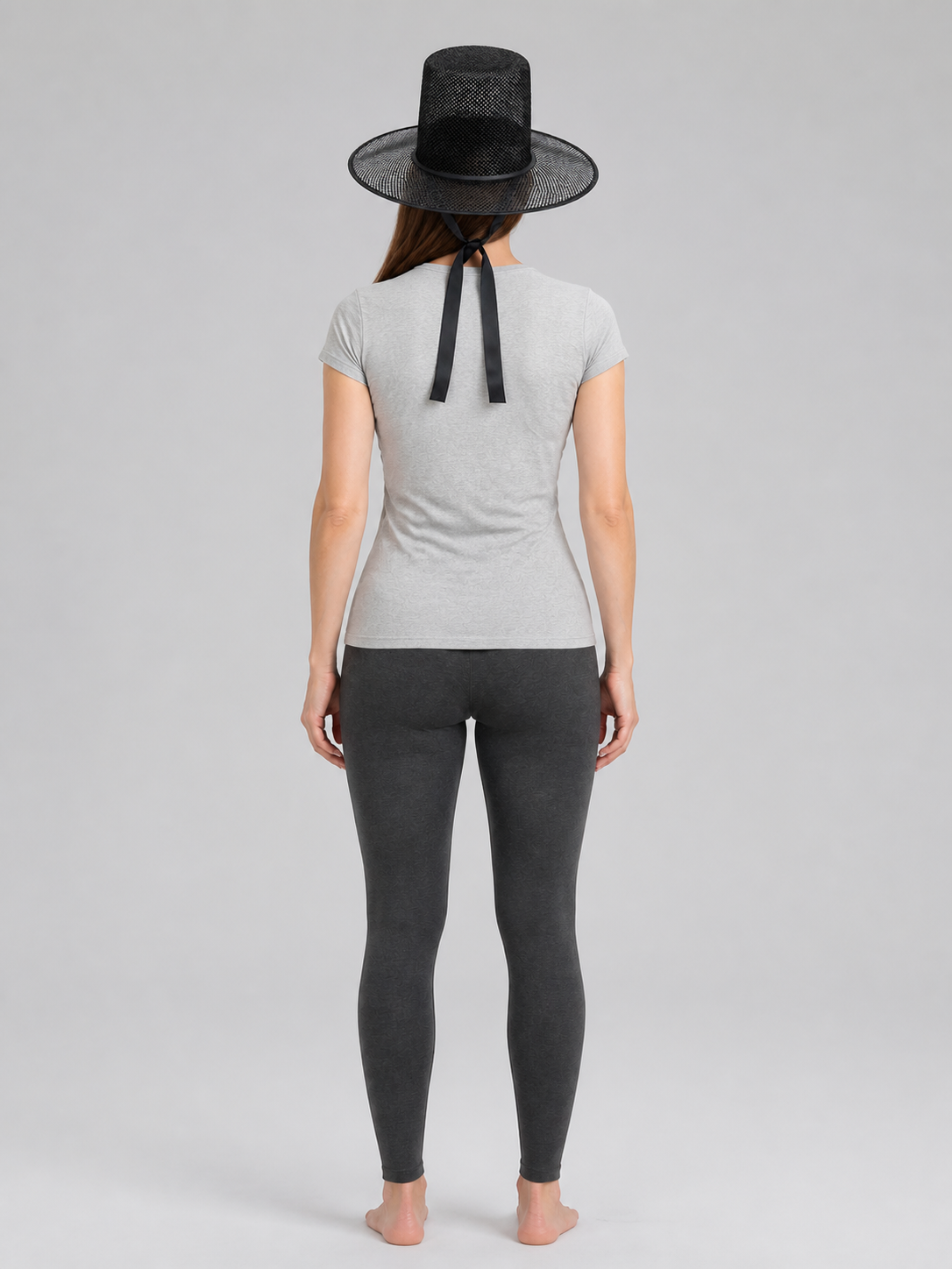Black Carnival Hat with a Wide Brim and Ties back view