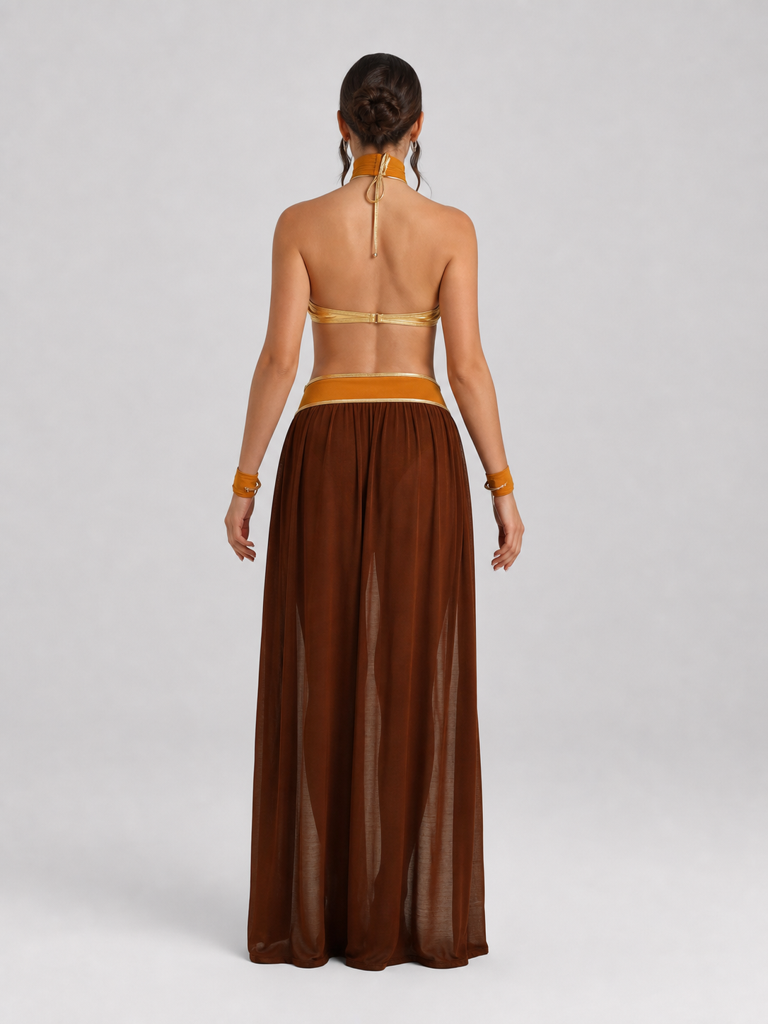 Egyptian-Style Costume with Chains and Slit back view