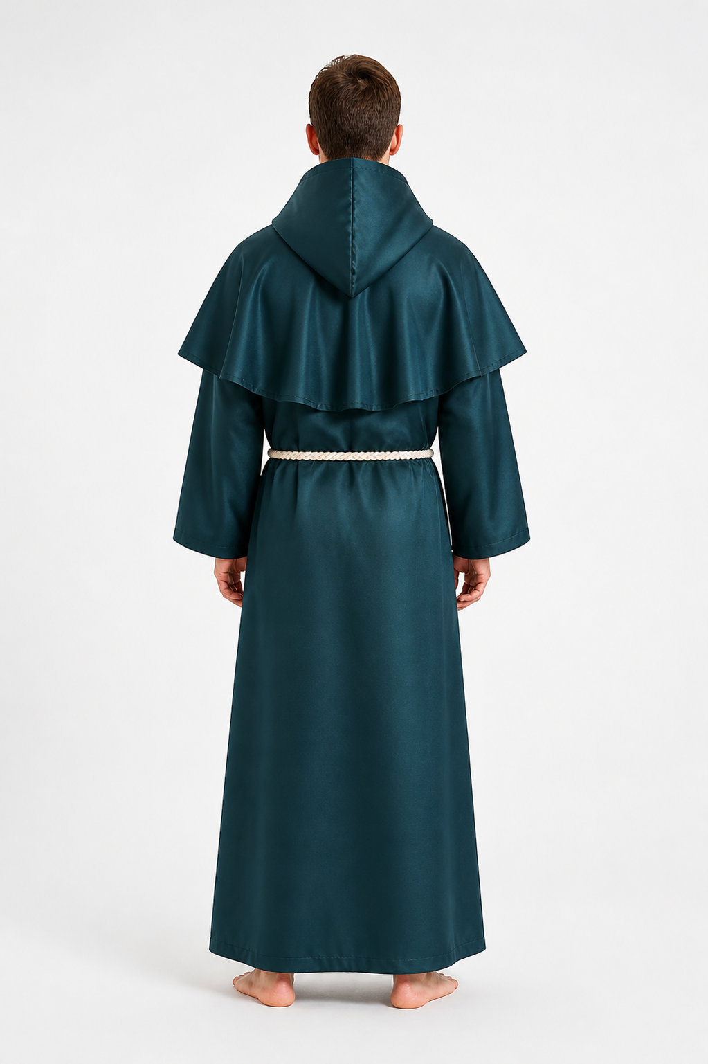 Dark Green Hooded Robe with Belt
