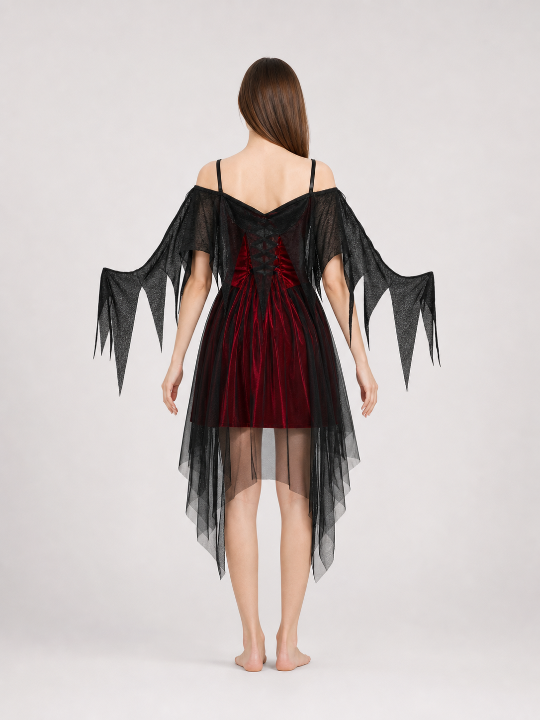 Halloween cosplay costume with wings and dress