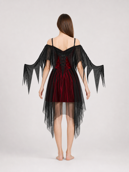 Halloween cosplay costume with wings and dress