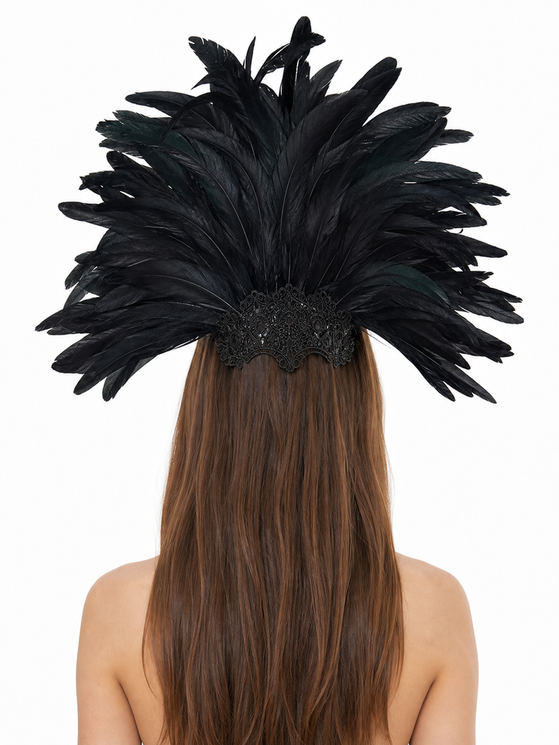 Carnival Feather Headpiece with Mask