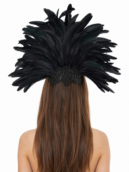 Carnival Feather Headpiece with Mask