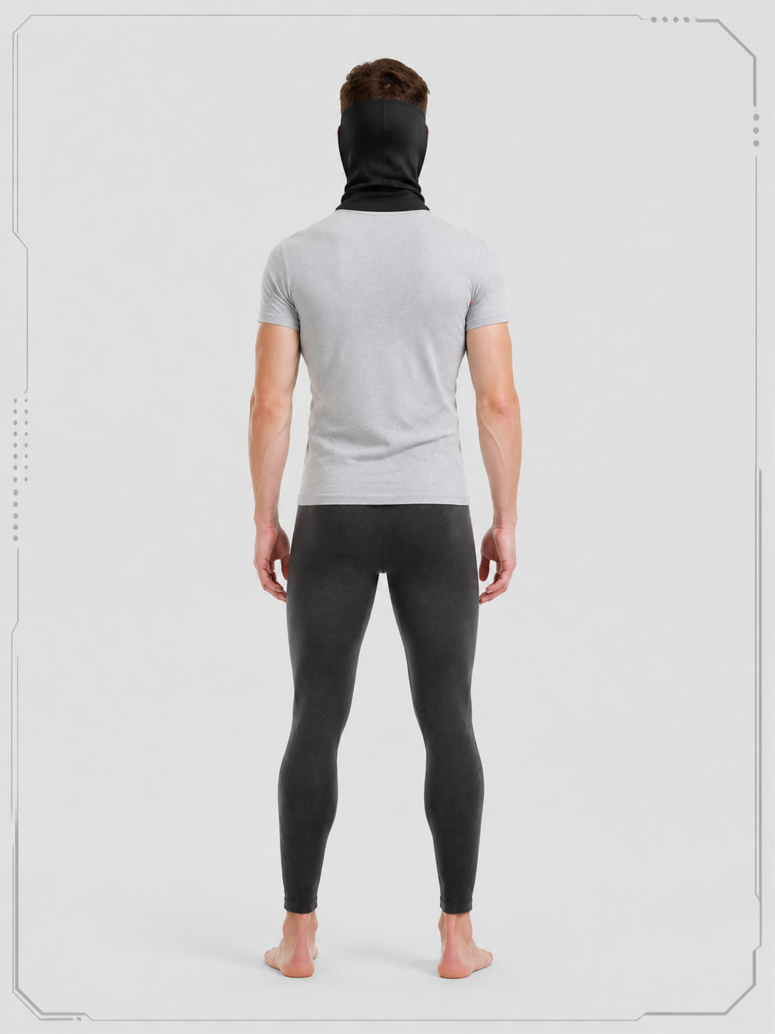 Black Halloween Mask with a Realistic Face for Cosplay back view