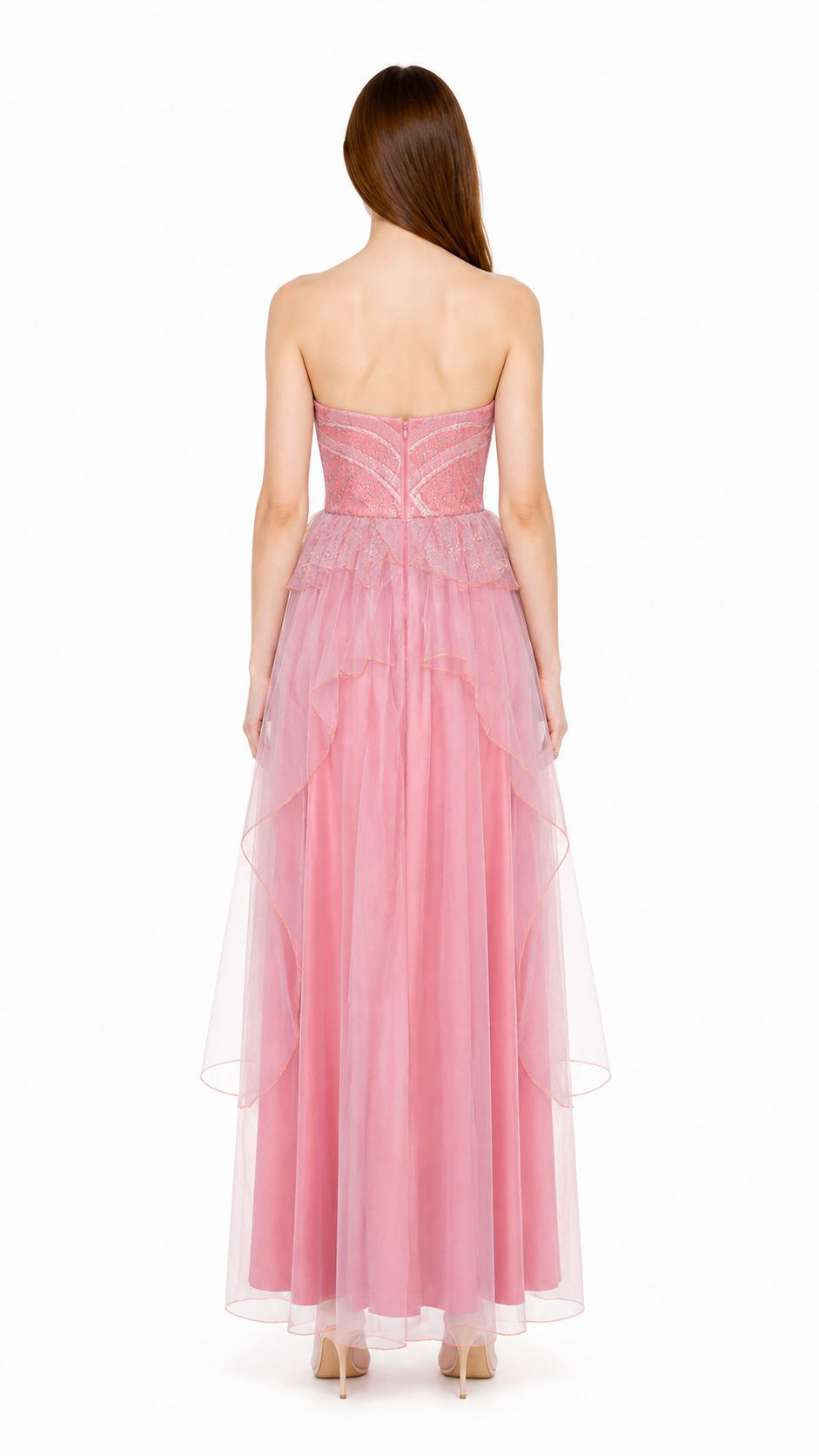 Sequin Dress with a Tiered Skirt for Cosplay back view