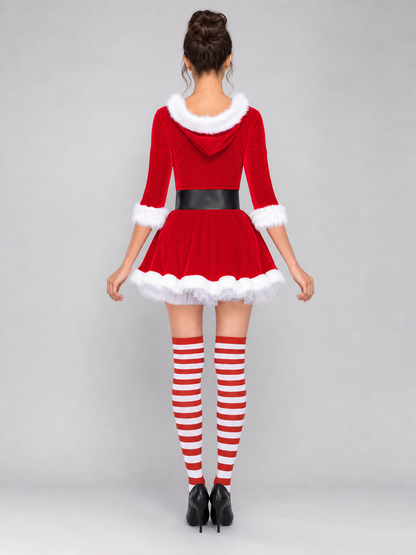 New Year's Costume Dress with Hood and Belt