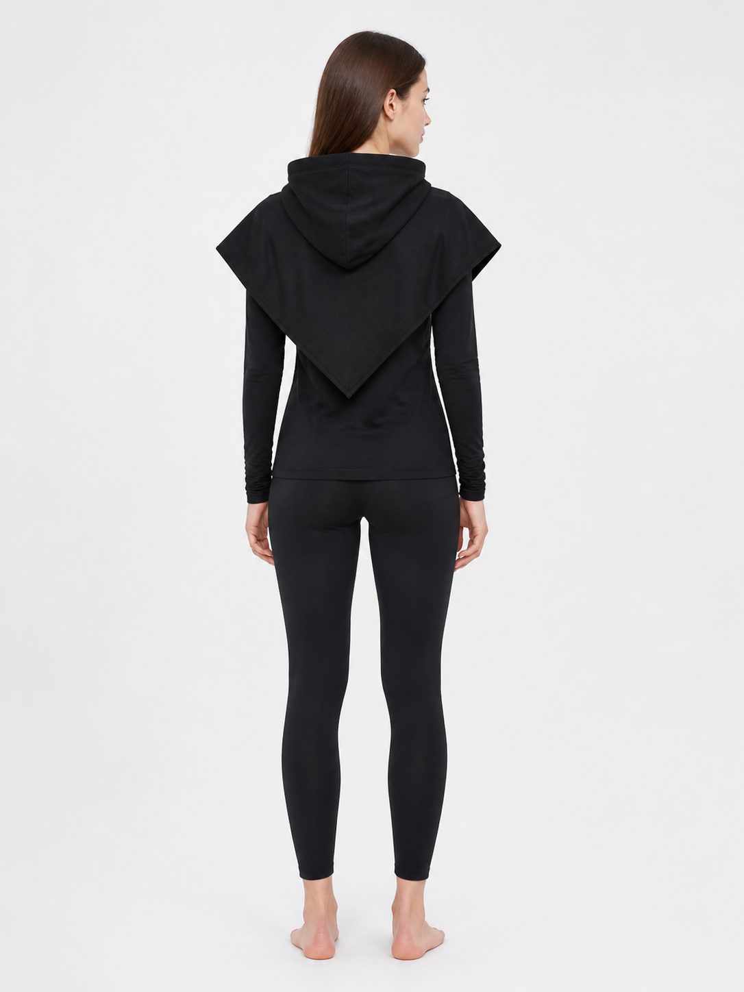 Black Carnival Cloak with Hood and Mask back view 5