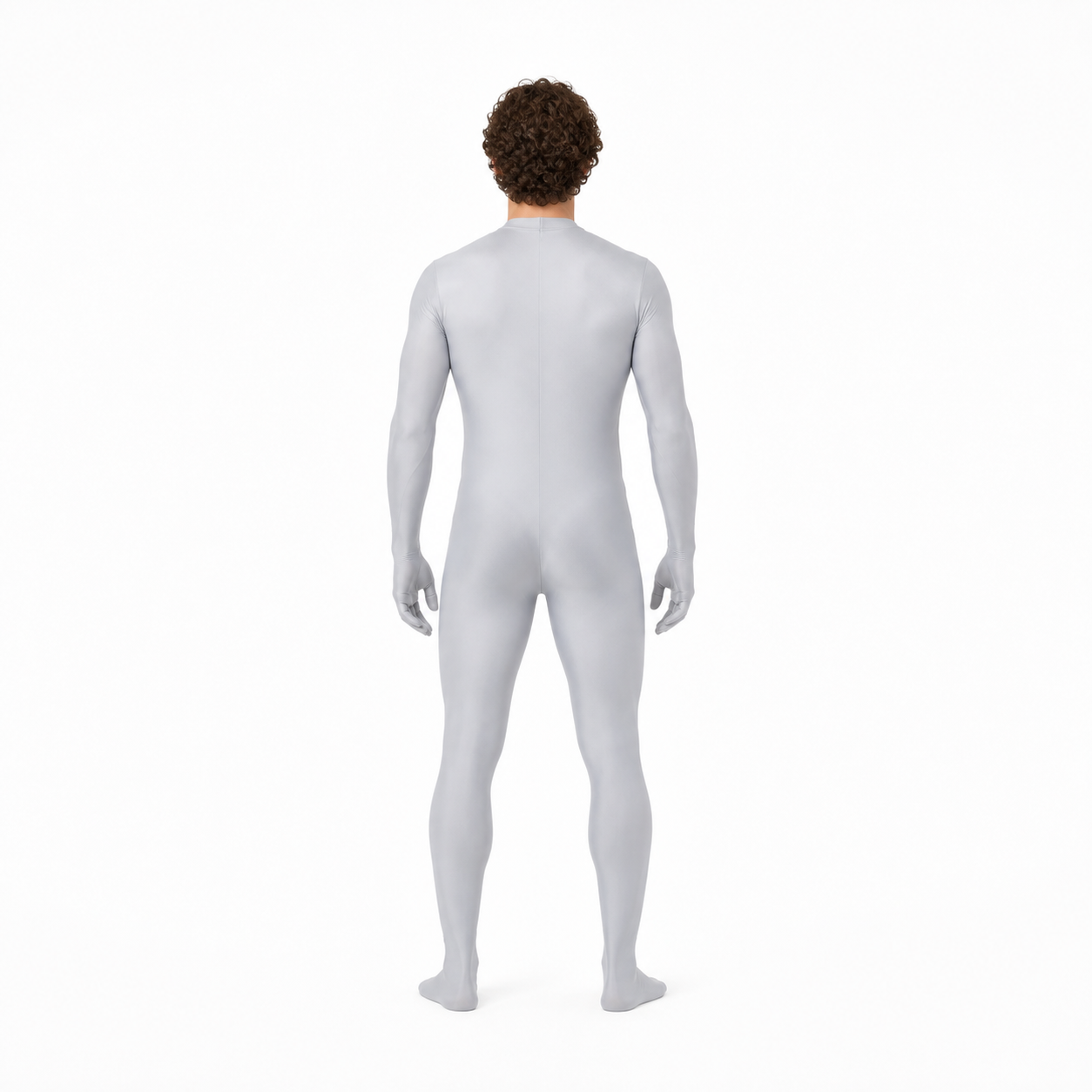 Light Gray Jumpsuit with Enclosed Hands and Feet back view