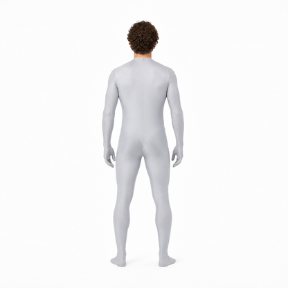Light Gray Jumpsuit with Enclosed Hands and Feet back view