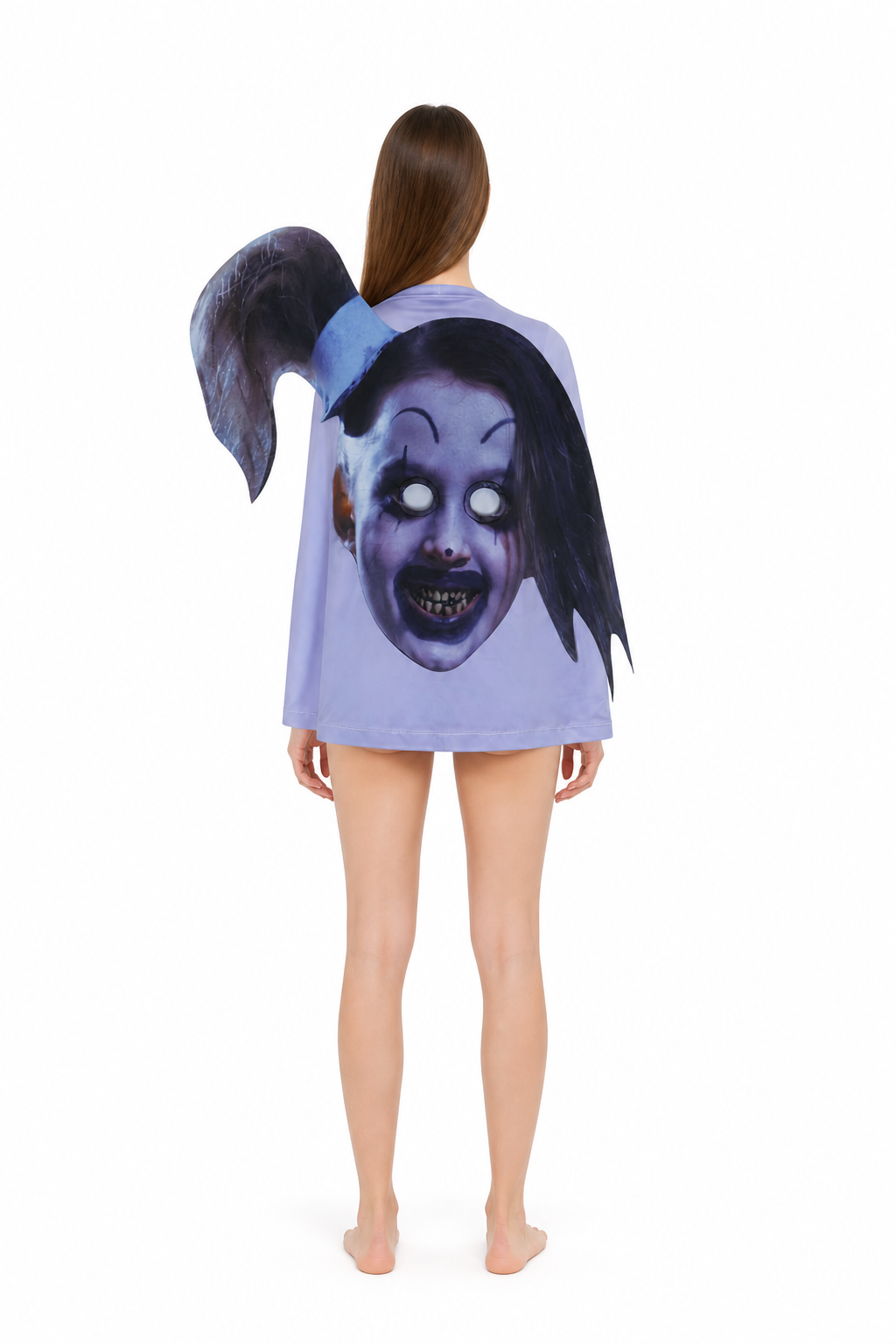 Halloween Mask with a Pointed Hat and Long Hair back view