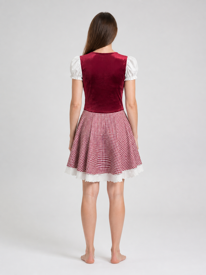 Oktoberfest Dress, Red and White Check, for Performances back view