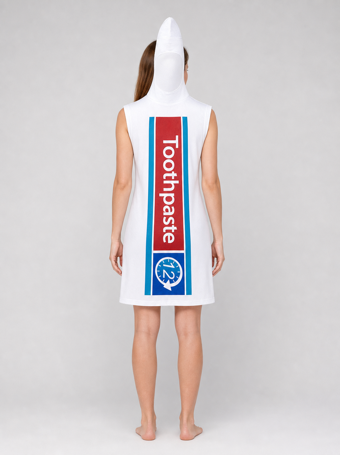 Toothpaste Cosplay Costume, White, Red, and Blue