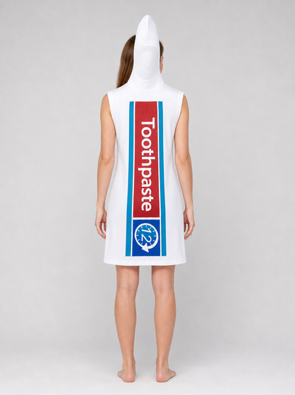 Toothpaste Cosplay Costume, White, Red, and Blue