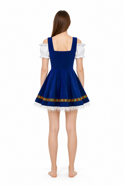 Traditional Costume with Apron and Full Skirt back view