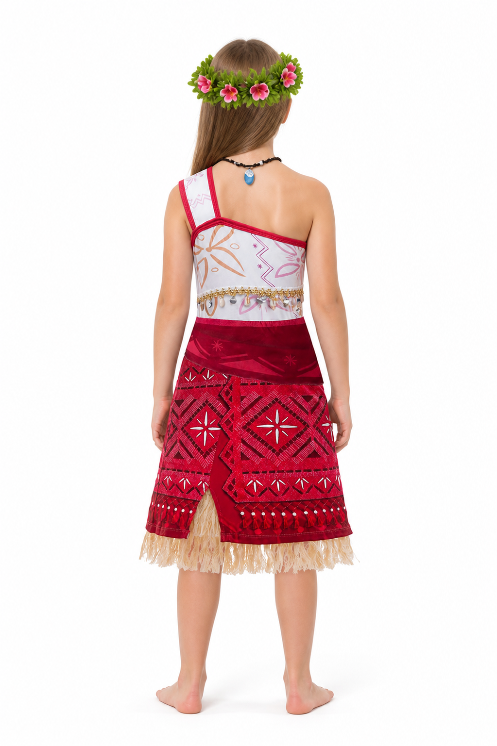 Costume Dress with Ethnic Pattern and Fringe back view