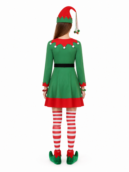 Green Christmas Elf Cosplay Set back view