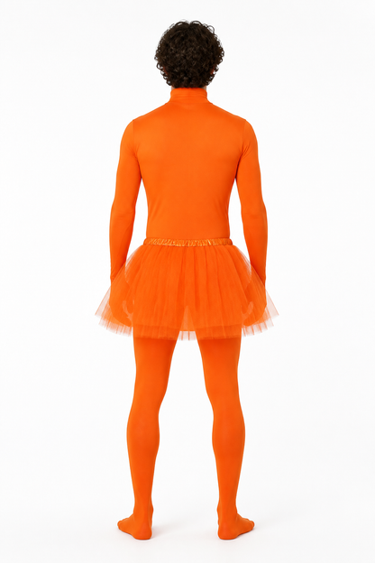 Orange Carnival Costume with Hood and Beard back view