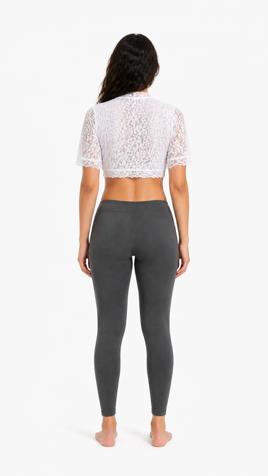 White Lace V-Neck Top back view