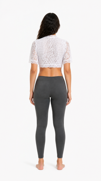 White Lace V-Neck Top back view