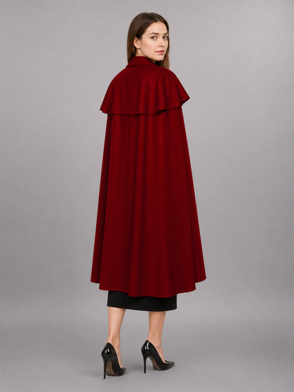 Dark Red Carnival Cloak with a Wide Hem