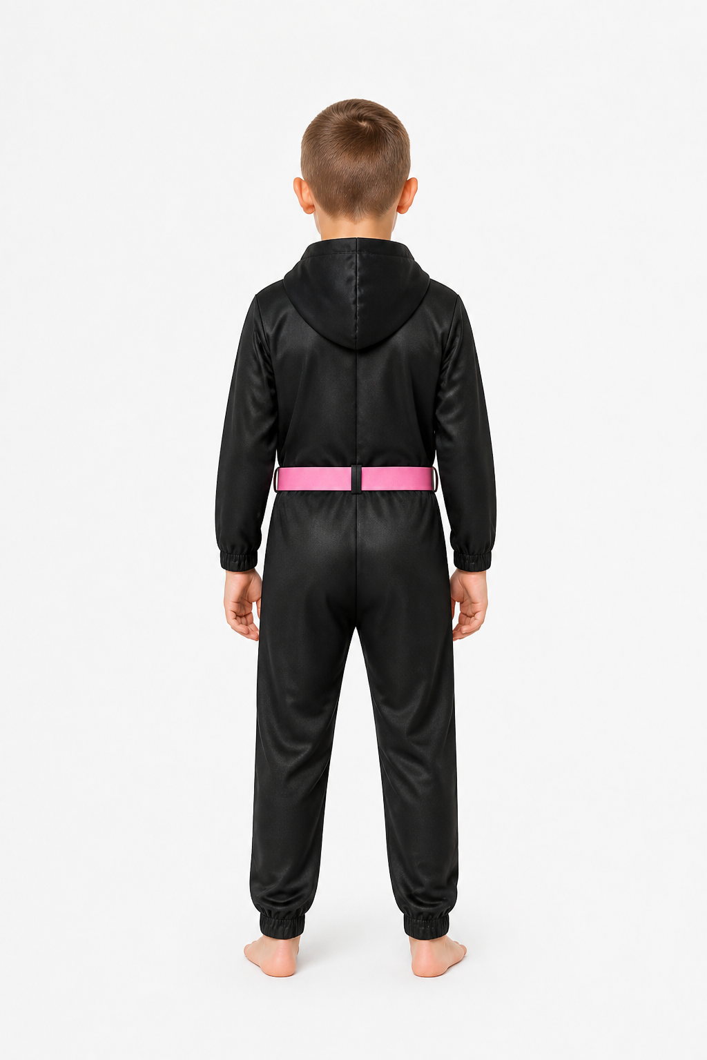 Children's Black Jumpsuit with Mask for Cosplay and Halloween back view