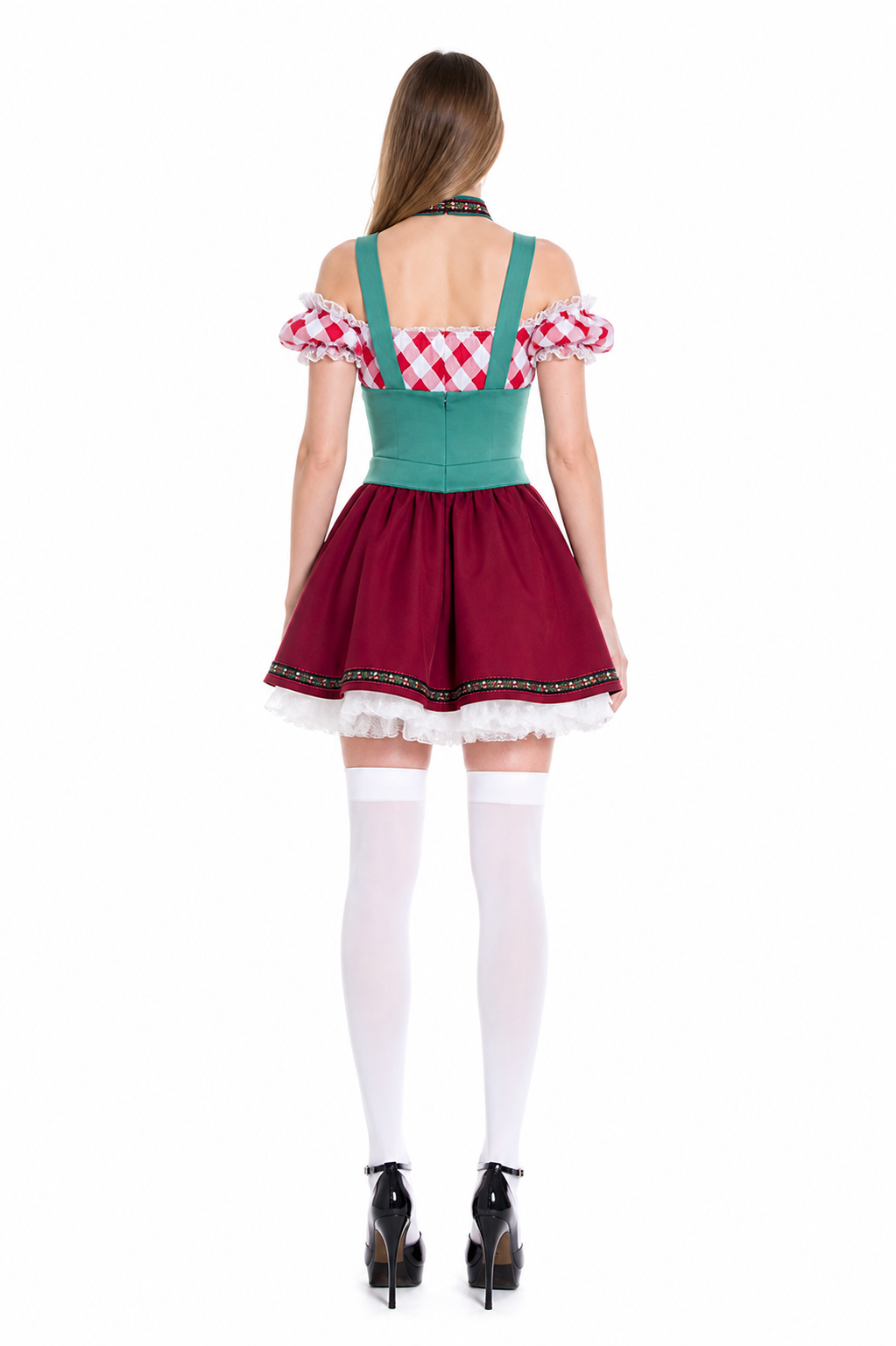 Carnival Dress with Corset and Full Skirt back view