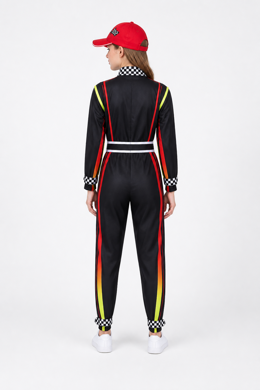 Kart Racing Jumpsuit with Belt and Cap back view