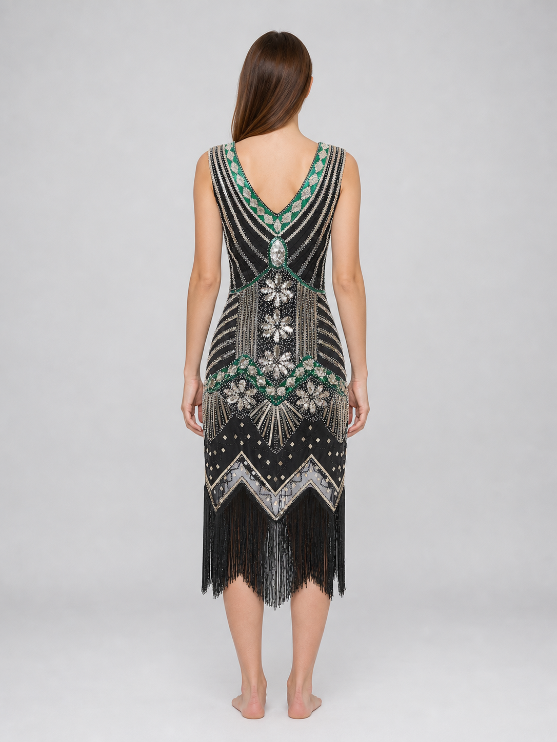 Vintage Retro-Style Fringe and Sequin Dress
