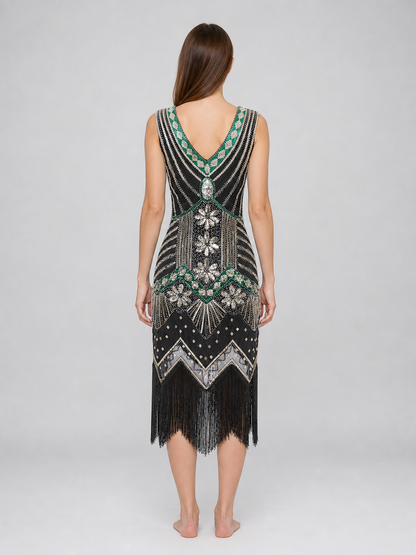 Vintage Retro-Style Fringe and Sequin Dress
