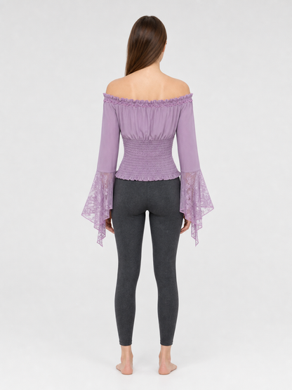 Off-the-Shoulder Top with Long Sleeves