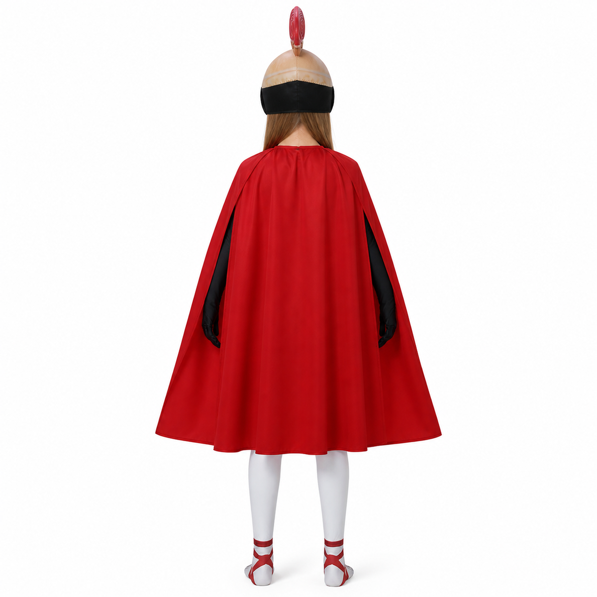 Jumpsuit Costume with Red Cape and Mask for Halloween back view