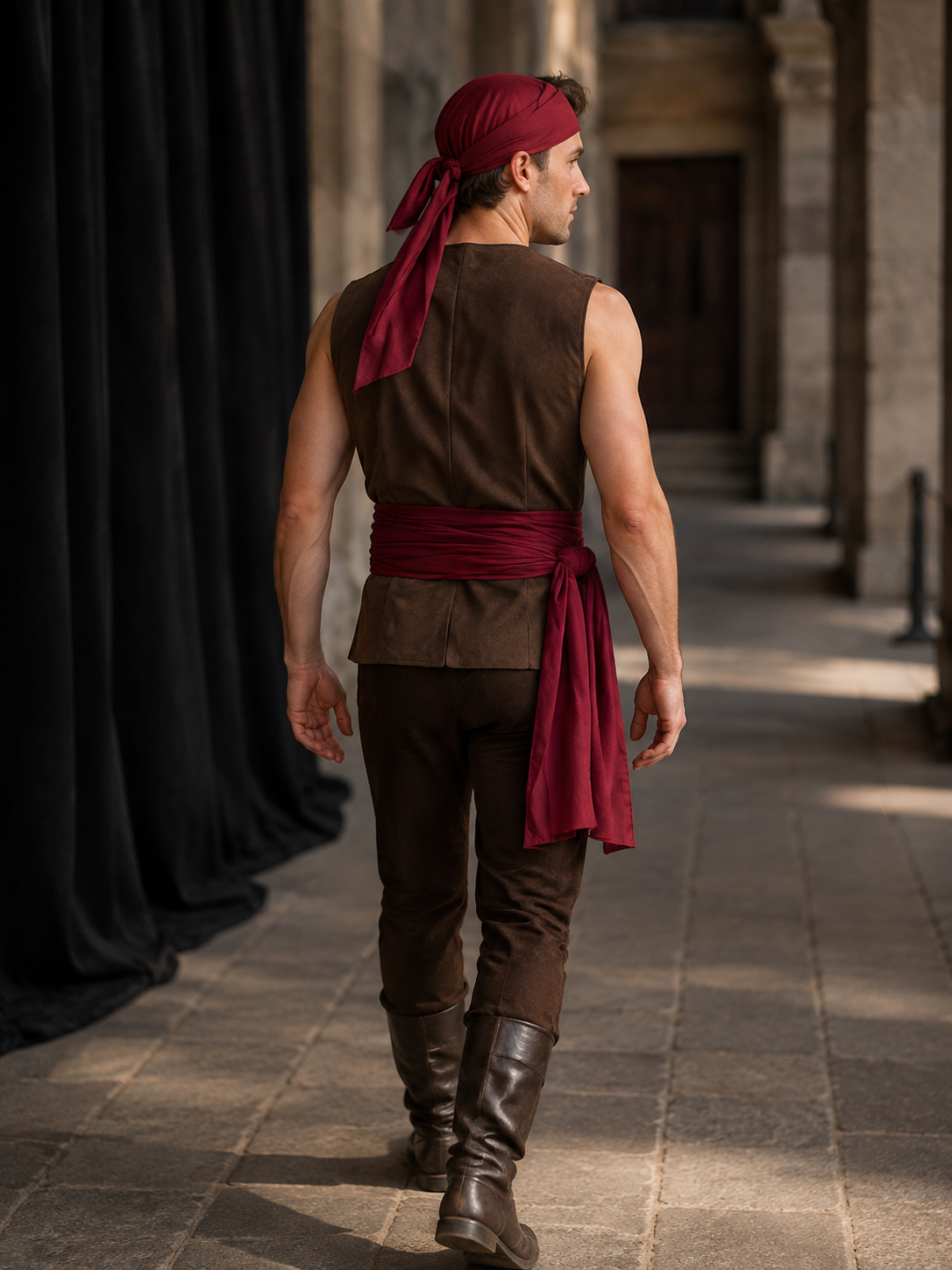 Medieval Fitted Vest for Stage Cosplay back view