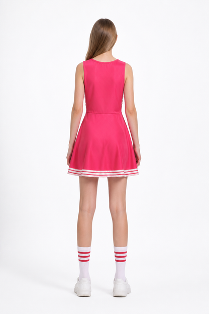 CHEERS Sleeveless Pink and White Striped Dress back view