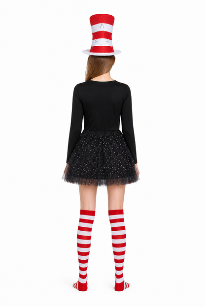 The Cat in the Hat Stage Costume with Hat and Socks back view