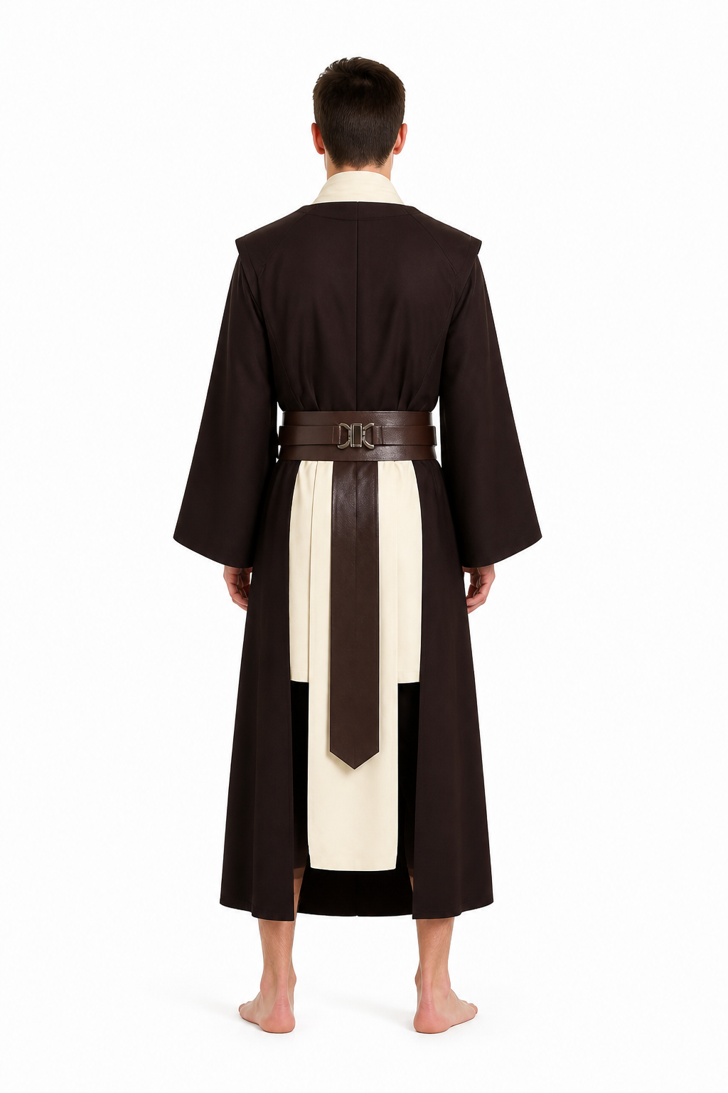 Brown Long Vampire Costume with Belt back view