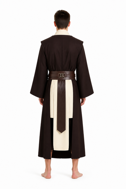 Brown Long Vampire Costume with Belt back view