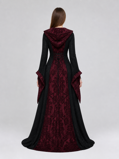 Gothic Hooded Dress with Long Sleeves