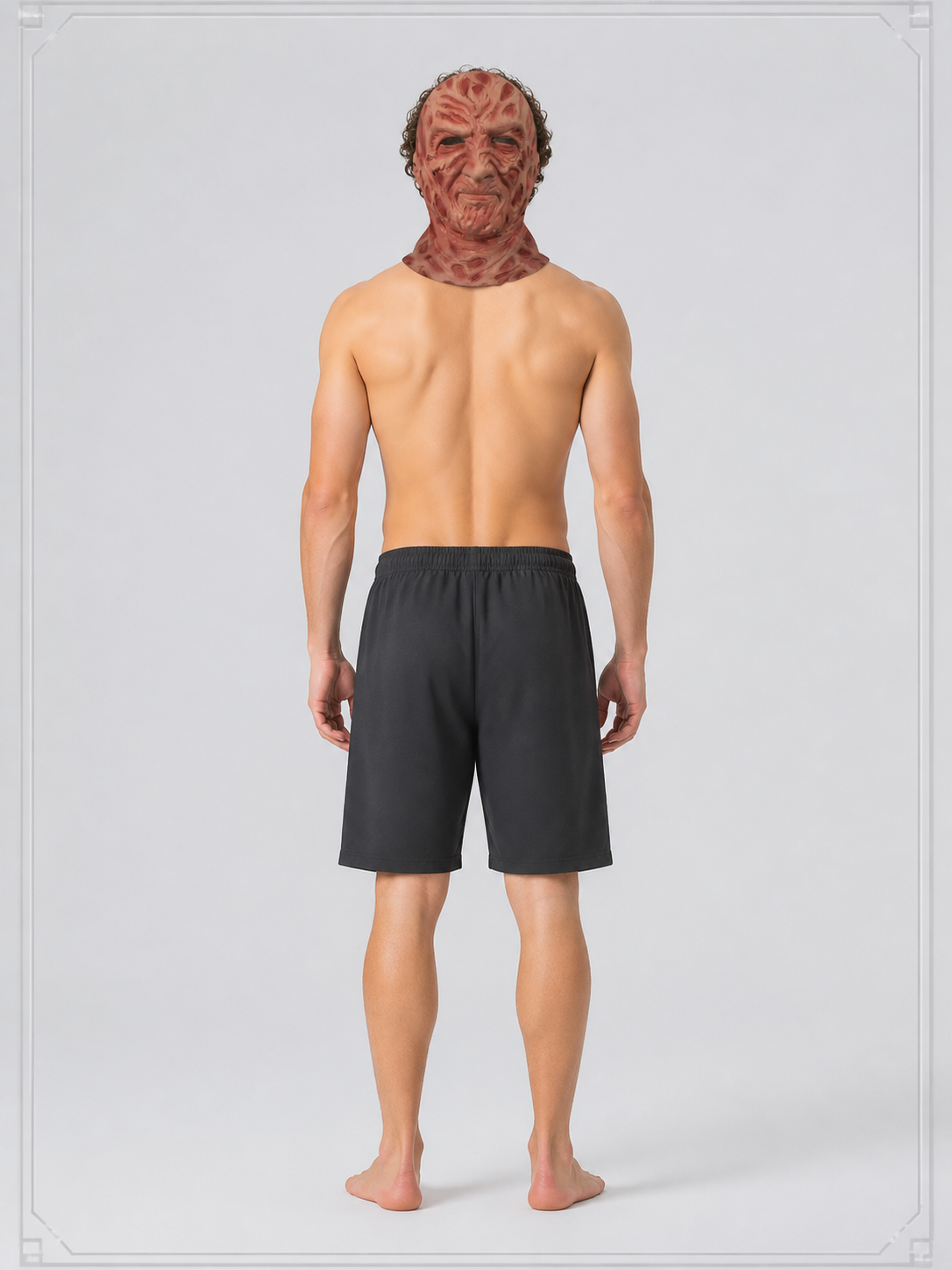 Halloween Zombie Mask, Brown and Red, Full Face back view