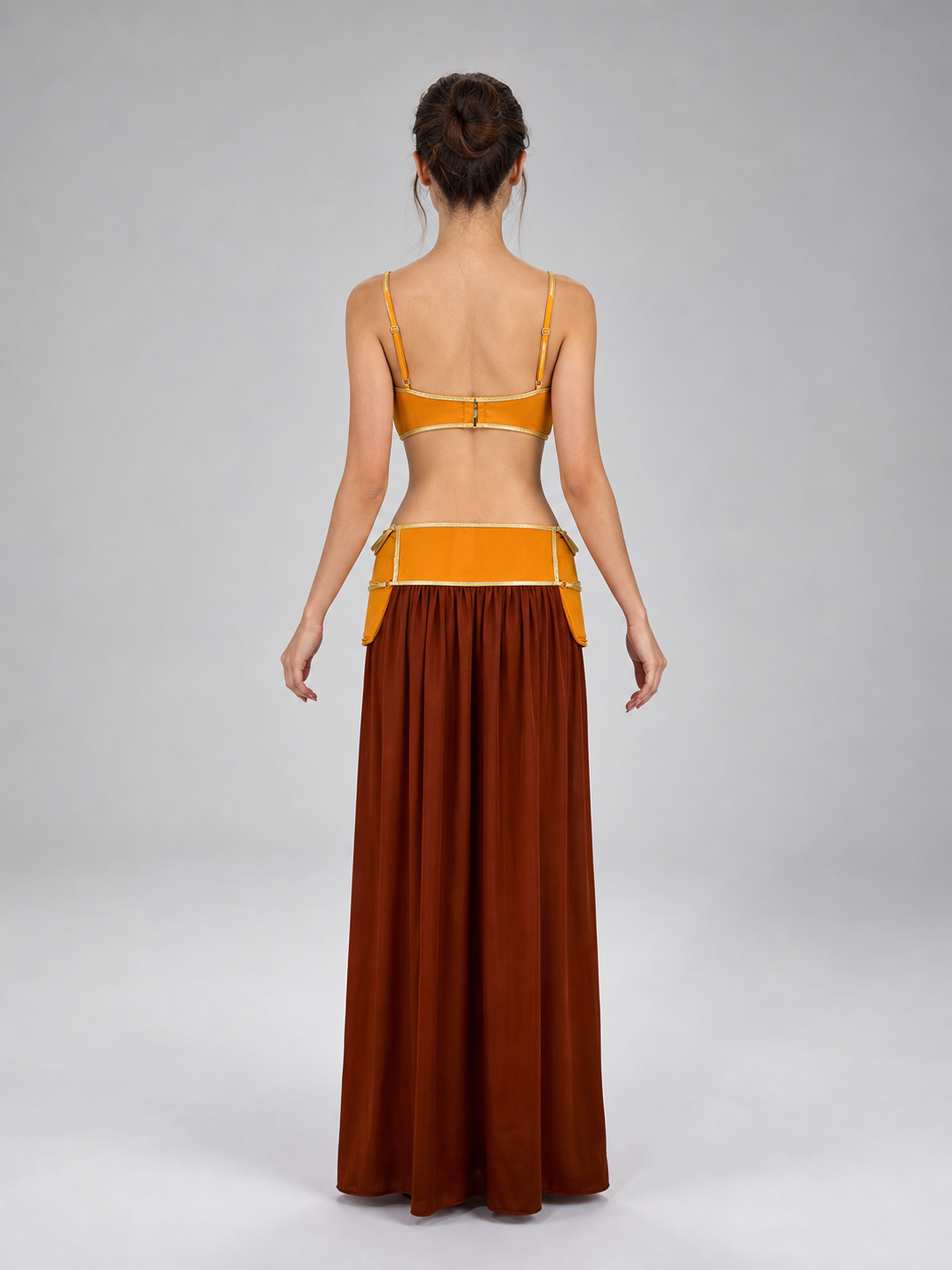 Long Cosplay Dress with Gold Chain
