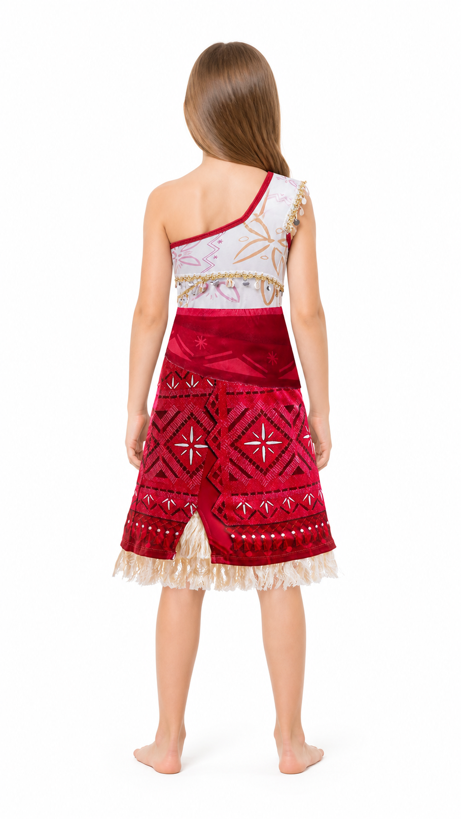 Red Moana Carnival Dress with Fringe back view