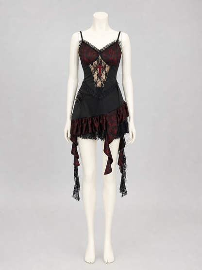 Gothic cosplay dress with lace and ruffles