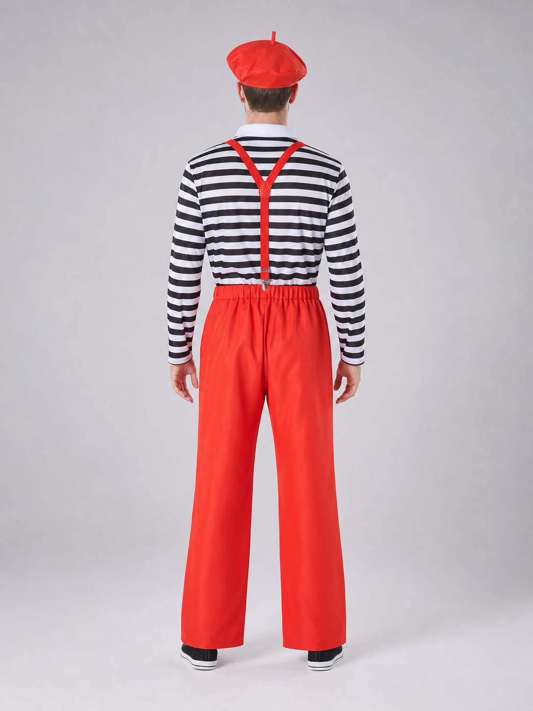 Bright clown costume designed for an expressive stage look and festive